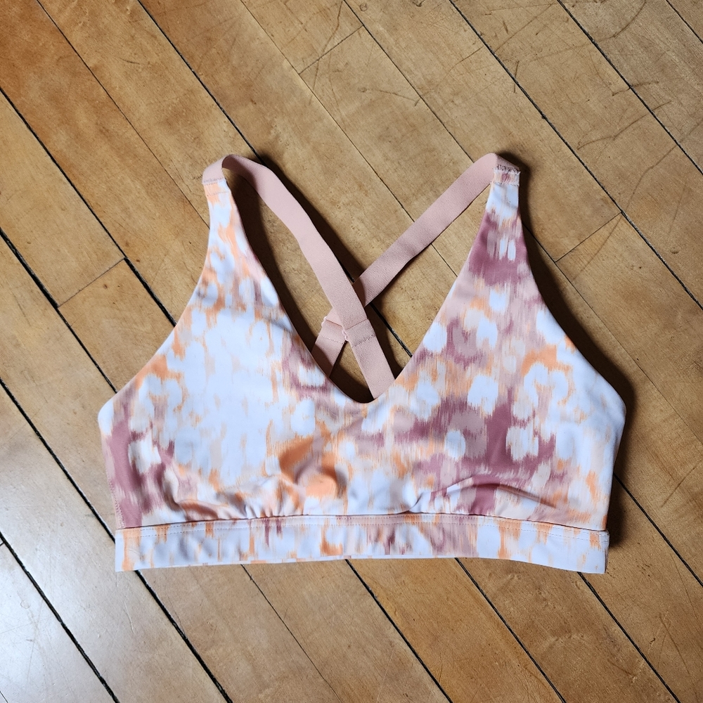 Aerie Offline orange beige shine strappy back sports bra size S